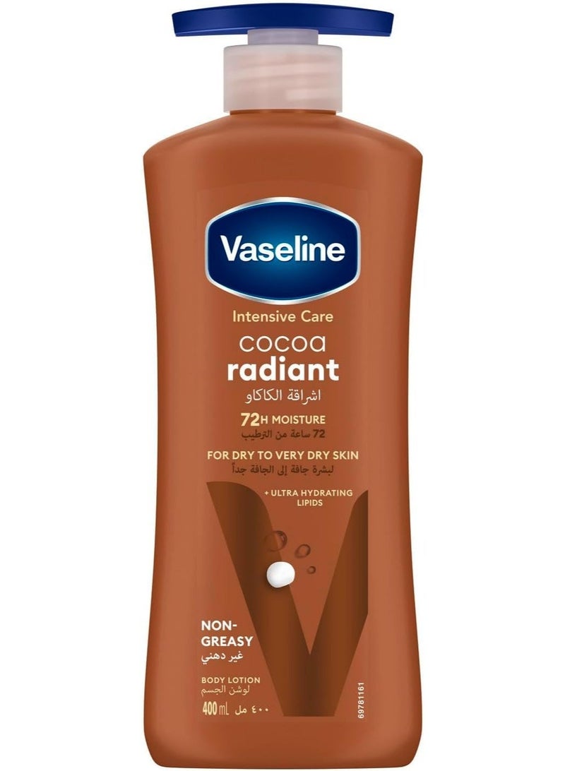 Vaseline Lotion intensive care cocoa radiant made with 100% pure cocoa butter for a natural glow 400ML - Image 1