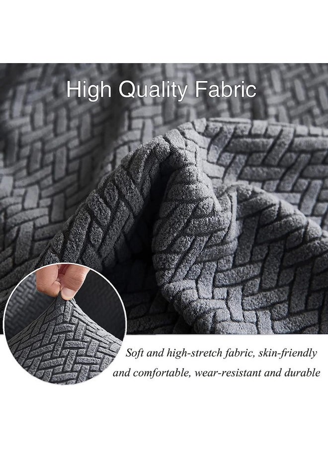 هاوس أوف كويرك غطاء أريكة House of Quirk Universal مزدوج المقعد من قماش Polar Fleece 220 GSM غطاء أريكة مرن قابل للتمدد (رمادي غامق، مزدوج المقعد)  - Image 3