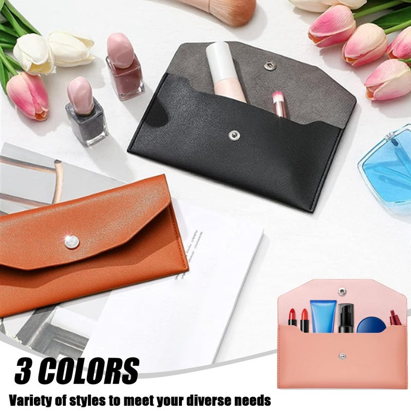 TRKETK 3 Pieces Reusable Cash Envelope Wallet Retro Envelopes Leather Wallet 20 x 10 cm Genuine Leather Handbag Organizer (3 Colours) - Image 3