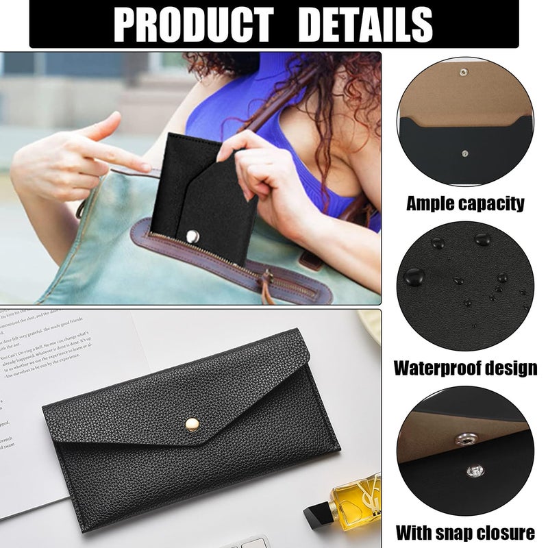 TRKETK 3 Pieces Reusable Cash Envelope Wallet Retro Envelopes Leather Wallet 20 x 10 cm Genuine Leather Handbag Organizer (3 Colours) - Image 5