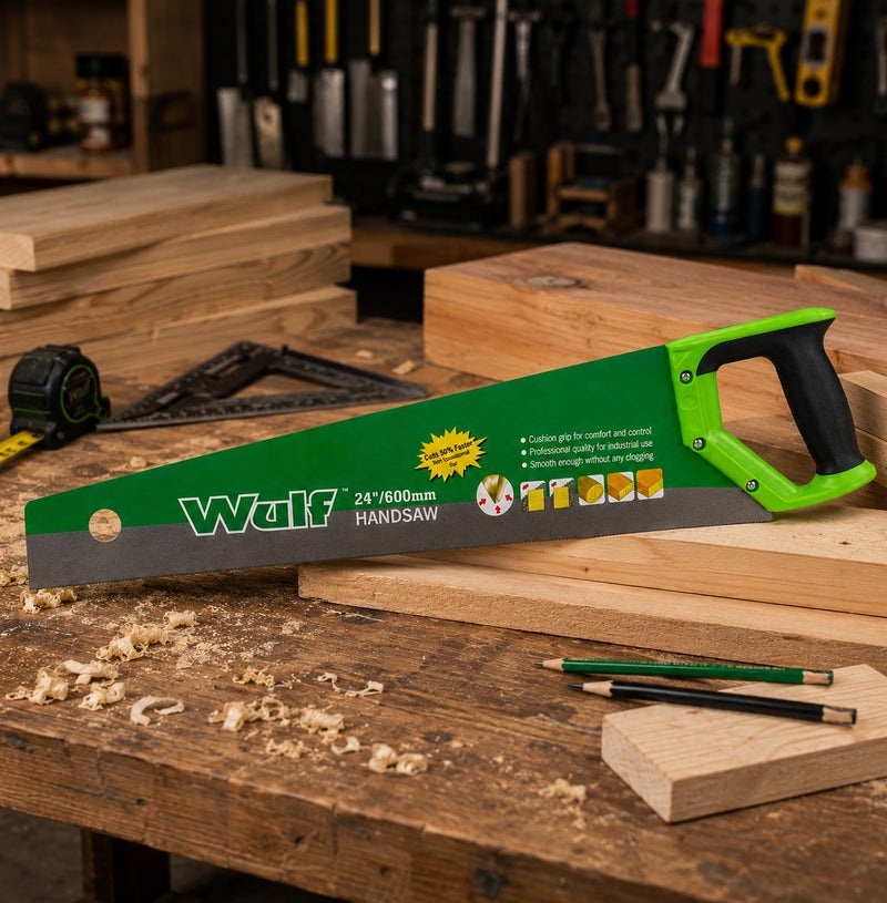 Wulf 24-Inch Hand Saw 600mm High Carbon Steel Wood Cutting Saw with Heavy Duty Plastic Handle for Woodworking Carpentry Timber Logs Board Fast Cutting Workshop DIY Hand Tool - Image 4