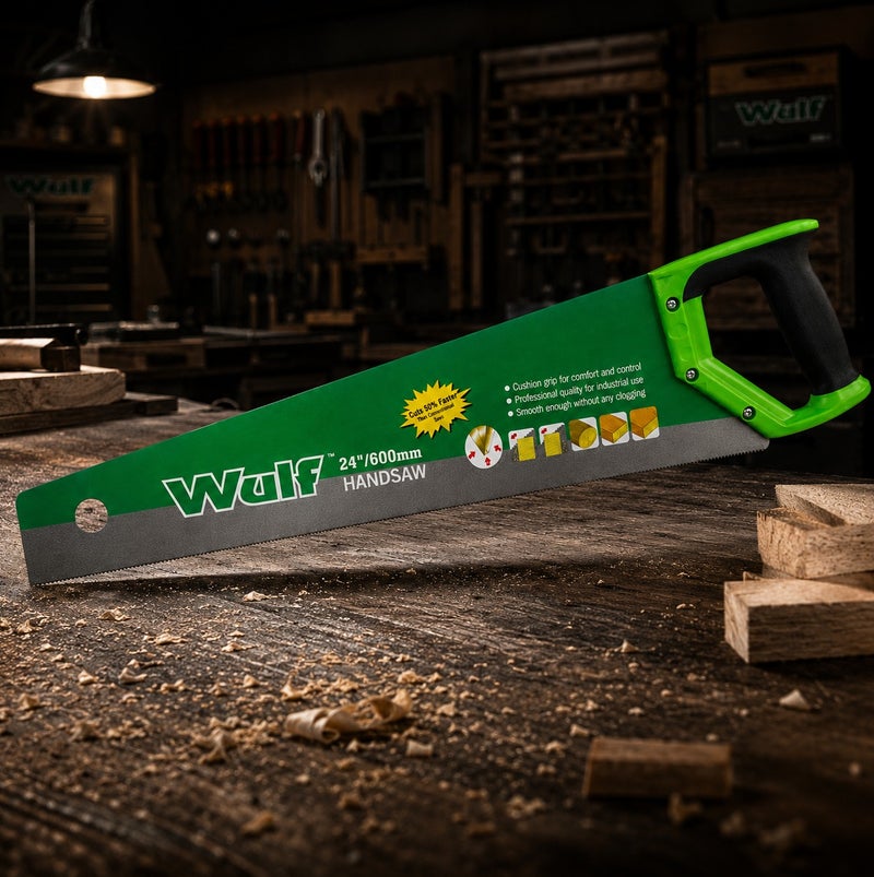 Wulf 24-Inch Hand Saw 600mm High Carbon Steel Wood Cutting Saw with Heavy Duty Plastic Handle for Woodworking Carpentry Timber Logs Board Fast Cutting Workshop DIY Hand Tool - Image 5