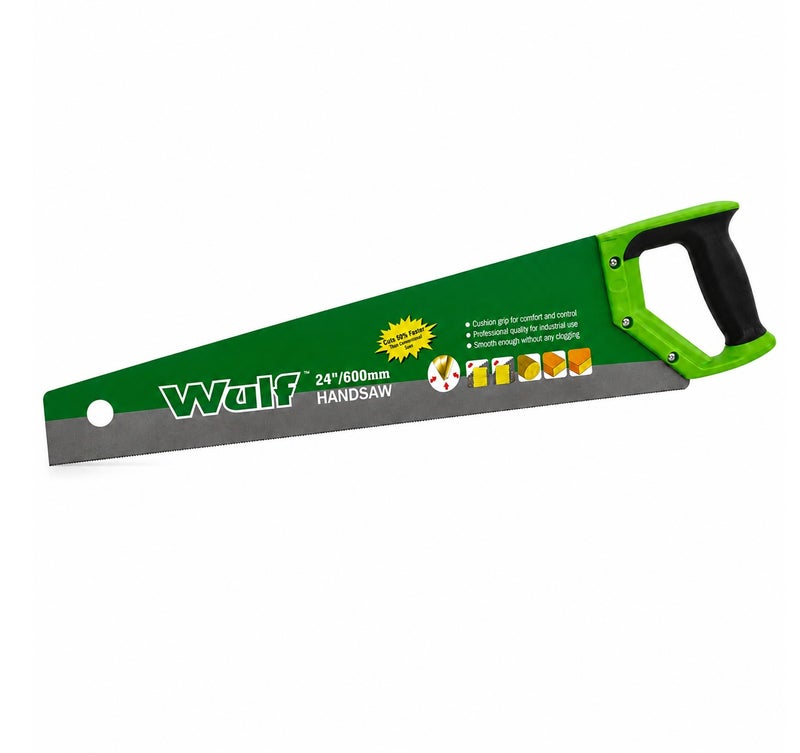 Wulf 24-Inch Hand Saw 600mm High Carbon Steel Wood Cutting Saw with Heavy Duty Plastic Handle for Woodworking Carpentry Timber Logs Board Fast Cutting Workshop DIY Hand Tool - Image 1