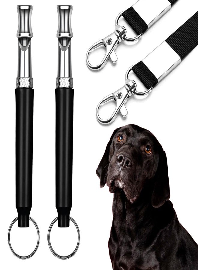 CdbC Dog Whistle - 2Pack Dog Whistle to Stop Barking Neighbor's Dog, Adjustable Ultrasonic Silent Dog Whistle,Helpful for Training Recall (Black with Lanyard) - Image 1