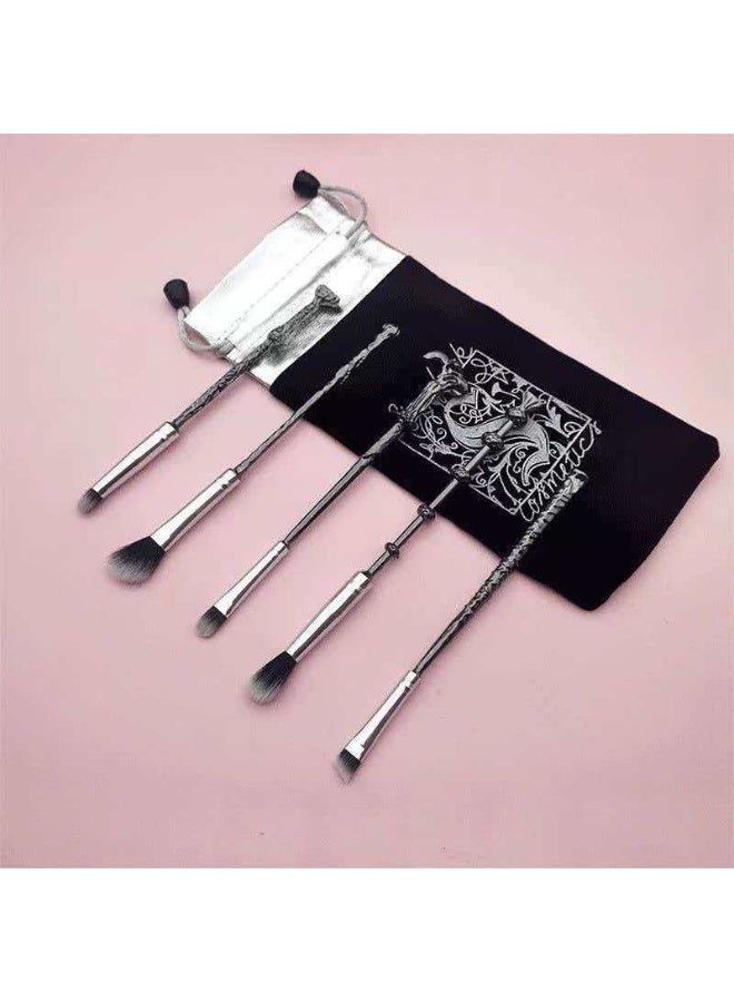 5pcs Harry Potter Magic Wand Eyeshadow Brush Set, Vintage Twisted Handle Eye Makeup Brushes with Storage Pouch - Image 1