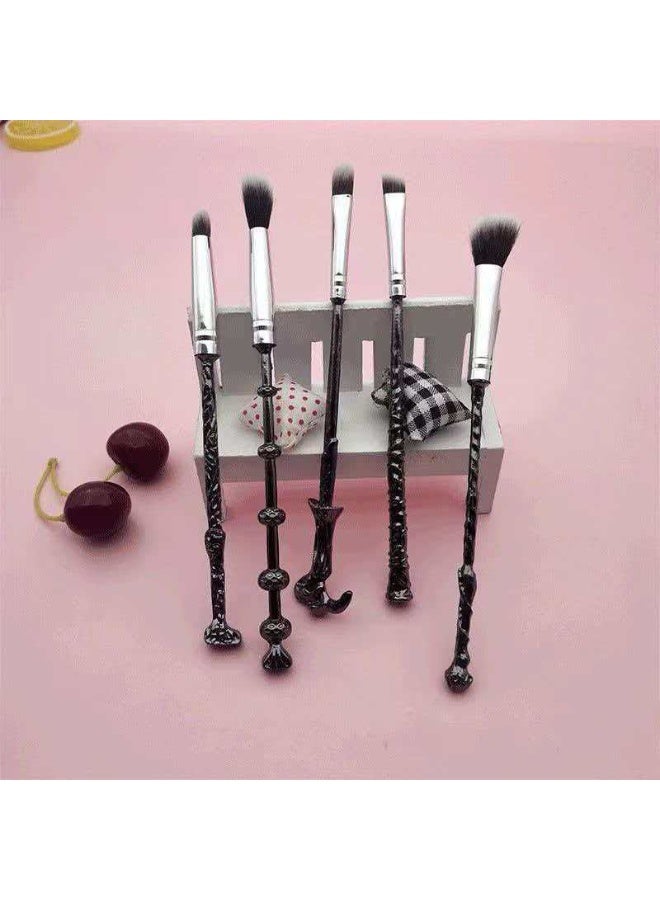 5pcs Harry Potter Magic Wand Eyeshadow Brush Set, Vintage Twisted Handle Eye Makeup Brushes with Storage Pouch - Image 3