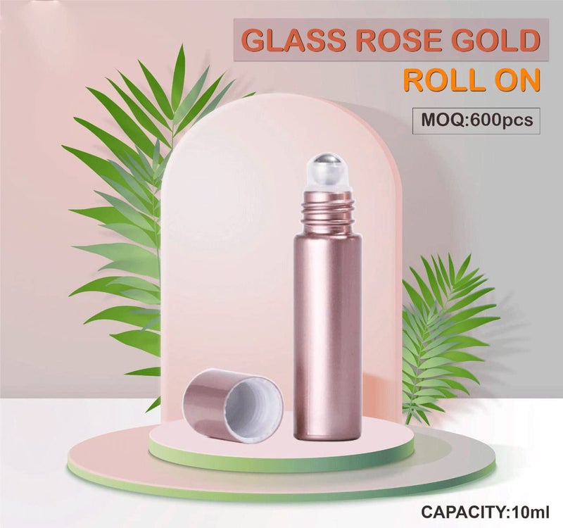 Devinez Multipurpose Rose Gold Color Roll On Glass Bottle with steel Ball, 10 ml with Cap (Pack of 2), for Beauty, Essential Oils, Blends, Skin Care, Travel, Toners, Cosmetic & DIY - Image 3