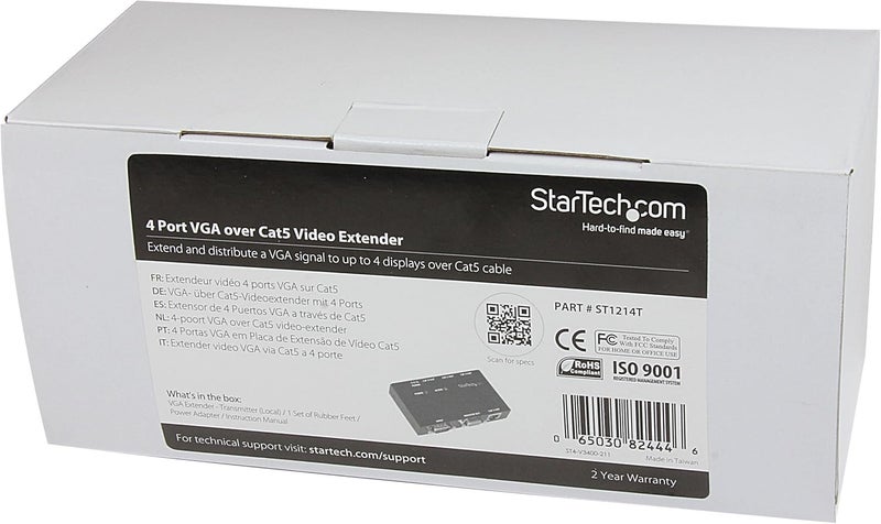 StarTech.com ST1214T 4-Port VGA Over CAT5 Video Extender - 450 ft (150 m) Range - Image 4