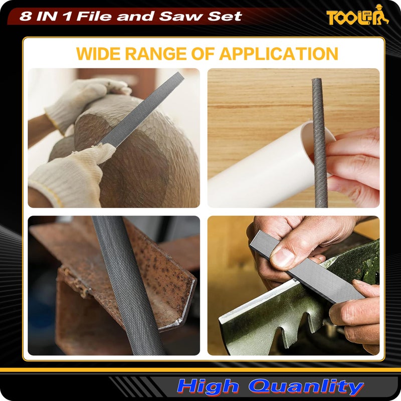 TOOLAN: File Set, File & Saw Set. metal file,metal files tools for steel,Professional Steel File Triangle/Flat/Half-Round/Round Files for MetalWoodPlastic,Woodworking, Blade Quick Change Mechanism - Image 4