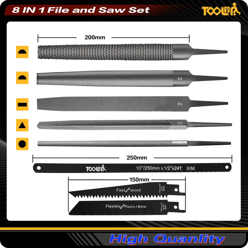 TOOLAN: File Set, File & Saw Set. metal file,metal files tools for steel,Professional Steel File Triangle/Flat/Half-Round/Round Files for MetalWoodPlastic,Woodworking, Blade Quick Change Mechanism - Image 2