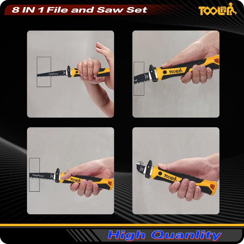 TOOLAN: File Set, File & Saw Set. metal file,metal files tools for steel,Professional Steel File Triangle/Flat/Half-Round/Round Files for MetalWoodPlastic,Woodworking, Blade Quick Change Mechanism - Image 5