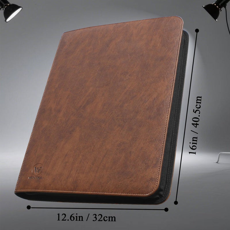 WINTRA Elegant Brown Leather 9-Pocket Toploader Binder, Holds 324 Top loader, 9-Pocket card Album for 3" x 4" Rigid Card Holder,Great Gift for Card Collector (Brown) - Image 5