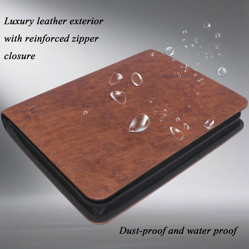 WINTRA Elegant Brown Leather 9-Pocket Toploader Binder, Holds 324 Top loader, 9-Pocket card Album for 3" x 4" Rigid Card Holder,Great Gift for Card Collector (Brown) - Image 3