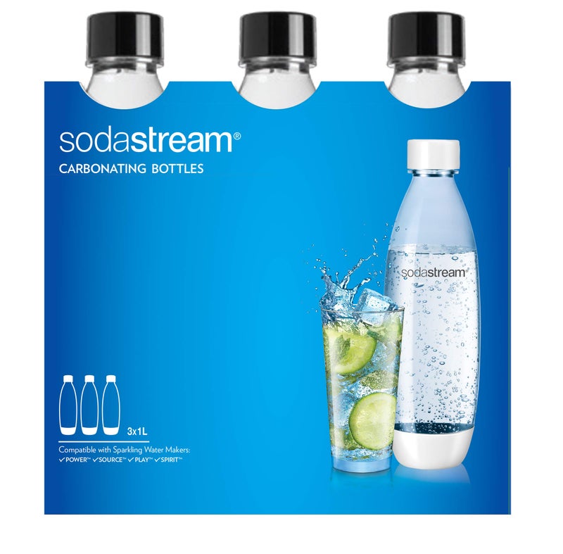 SodaStream Sodastream 3x1L Carbonating Bottles, Black  - Image 1