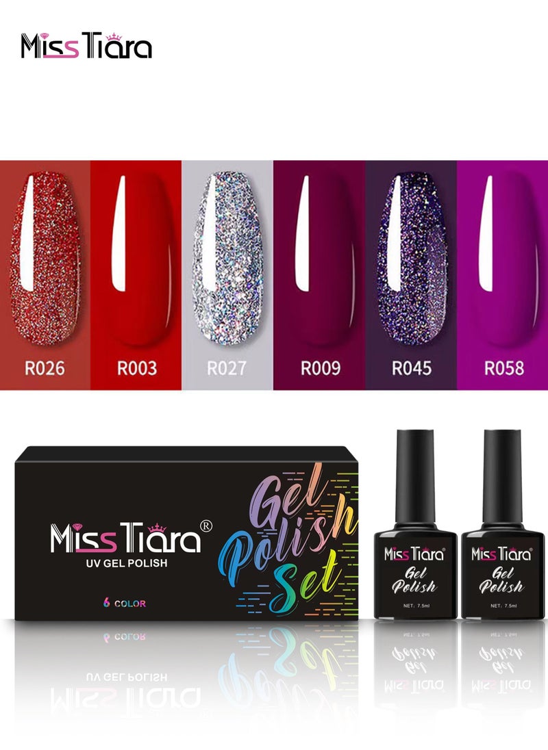MissTiara Gel Nail Polish, Nail glue,6-Piece UV and LED Gel Nail Polish Set Multicolour Long Lasting Nail Gel Polish DIY nail art at home  - Image 1