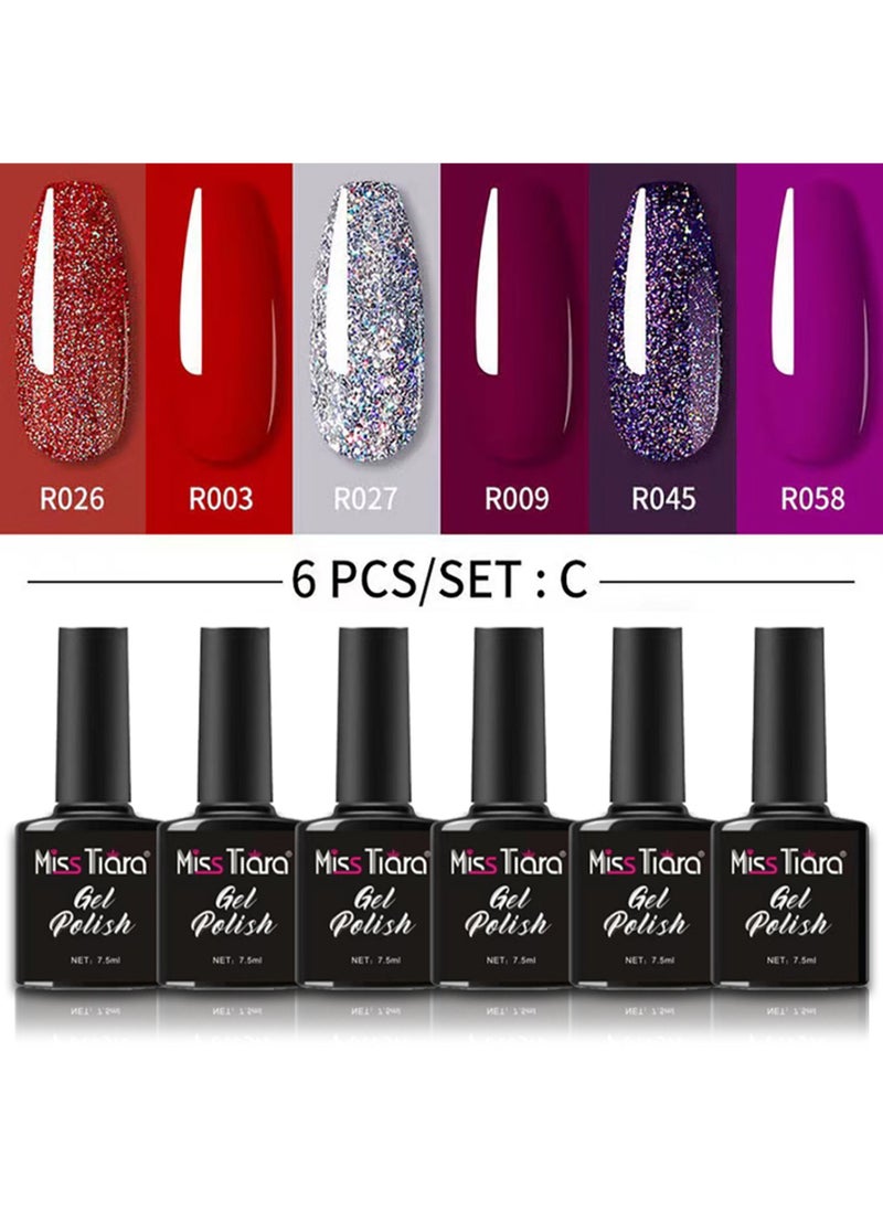 MissTiara Gel Nail Polish, Nail glue,6-Piece UV and LED Gel Nail Polish Set Multicolour Long Lasting Nail Gel Polish DIY nail art at home  - Image 2