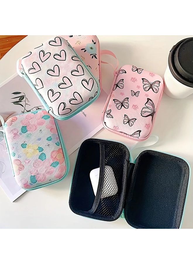 Pink Heart EVA Storage Case Multi Compartment Organizer for USB Drives Cables Hard Drives - Image 2