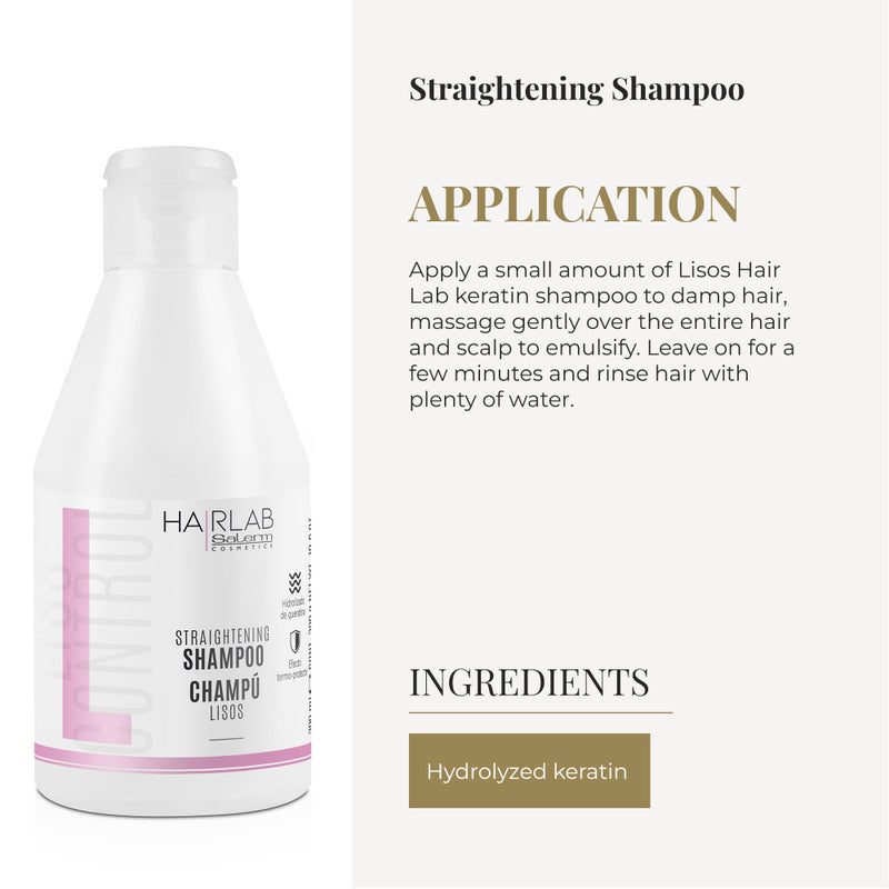SALERM - Keratin Shampoo - Lisos Hair Lab - 300 ml - Controls Hair Frizz - Smooth and Straight - With Heat Protector - Eases Styling - Sulfate-Free and Paraben-Free Shampoo - Image 4