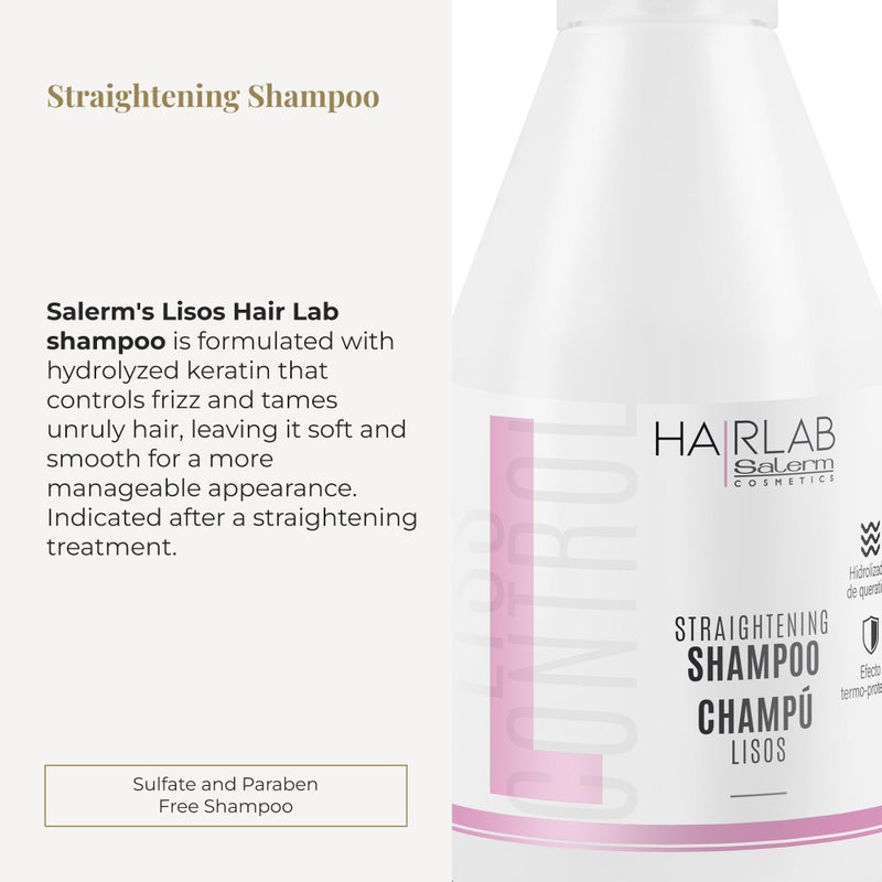 SALERM - Keratin Shampoo - Lisos Hair Lab - 300 ml - Controls Hair Frizz - Smooth and Straight - With Heat Protector - Eases Styling - Sulfate-Free and Paraben-Free Shampoo - Image 2