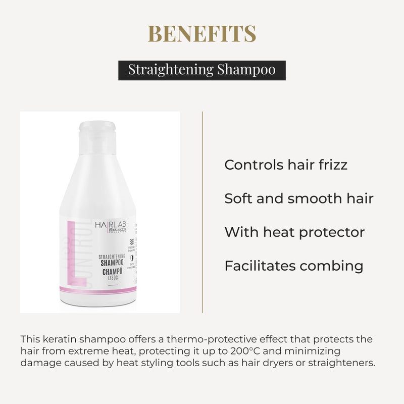 SALERM - Keratin Shampoo - Lisos Hair Lab - 300 ml - Controls Hair Frizz - Smooth and Straight - With Heat Protector - Eases Styling - Sulfate-Free and Paraben-Free Shampoo - Image 3