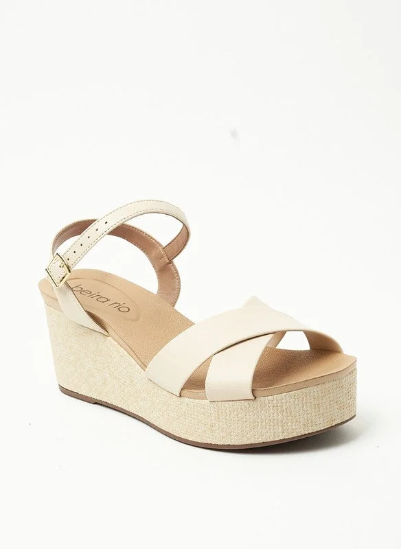 Beira Rio  Beira Rio Ladies Wedge Sandals Cream | Made In Brazil for Women | Best Price UAE