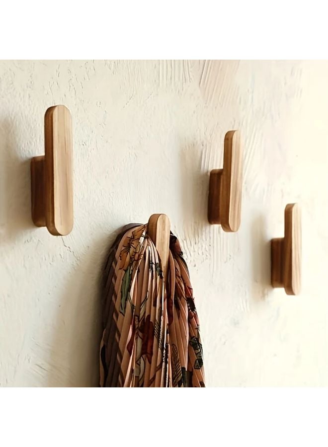 1pc Rustic Wooden Wall Hooks Handcrafted Coat Hangers For Doorway Bedroom Bathroom Home Decor Organizer - Image 2