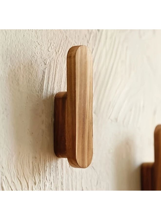 1pc Rustic Wooden Wall Hooks Handcrafted Coat Hangers For Doorway Bedroom Bathroom Home Decor Organizer - Image 3