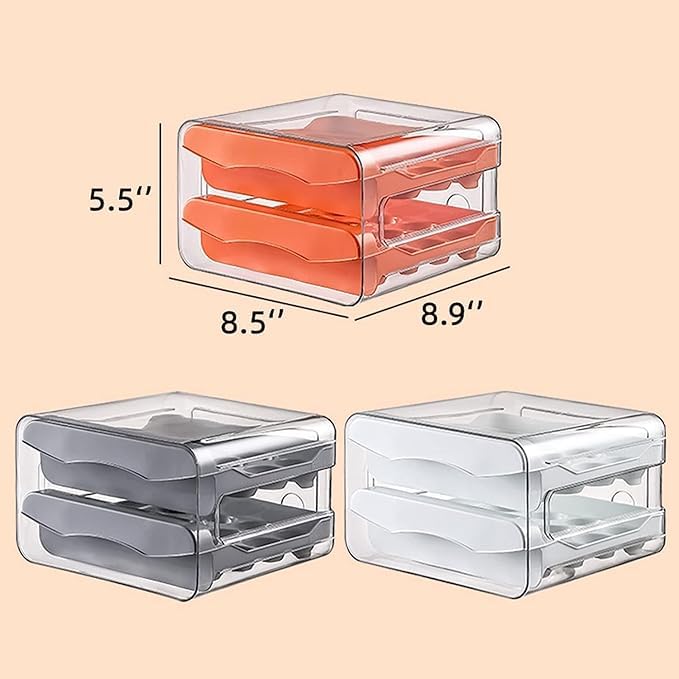 Home-Cloud HomeCloud Plastic 32 Grid Large Capacity Drawer Type Egg Holder/Egg Tray/Household Egg Fresh Storage Box/Multi-Layer Chicken Egg Storage Container (White_32 grid) - Image 4