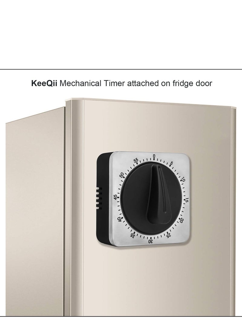 SYOSI Timer Kitchen Timer 60 Minute Timing with 80dB Alarm Sound Magnetic Countdown Timer Home Baking Cooking Steaming Manual Timer Stainless Steel Face Mechanical Timer New Timer  - Image 5