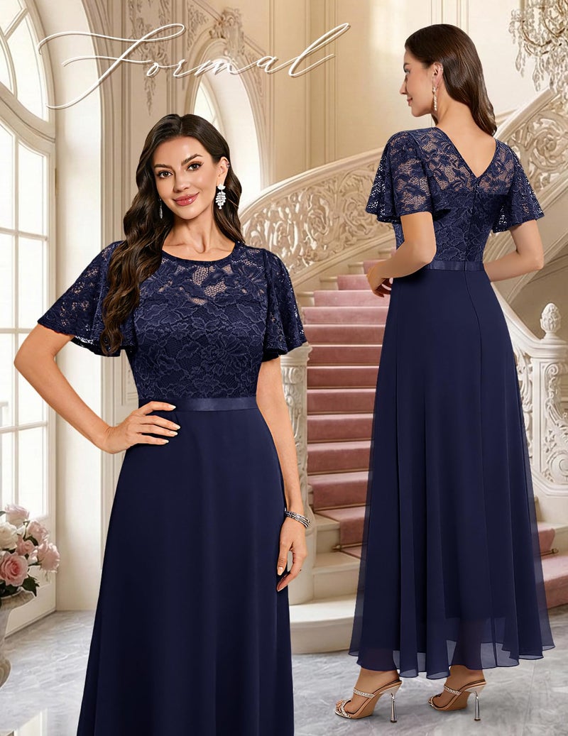 DRESSTELLS Formal Dresses for Women Wedding Guest, Mother of Bride Cocktail Prom Party Long Evening Gowns Gala Maxi Dress for Bridesmaid, 2026 Spring, Navy Blue XL - Image 2