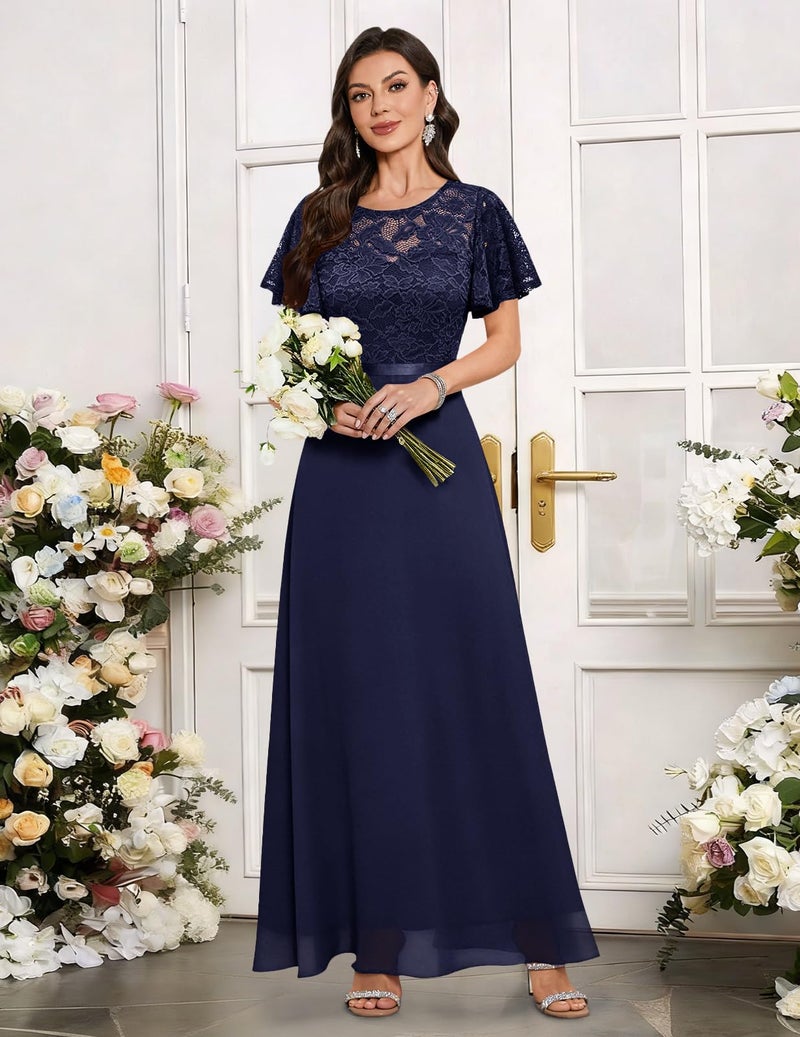 DRESSTELLS Formal Dresses for Women Wedding Guest, Mother of Bride Cocktail Prom Party Long Evening Gowns Gala Maxi Dress for Bridesmaid, 2026 Spring, Navy Blue XL - Image 3