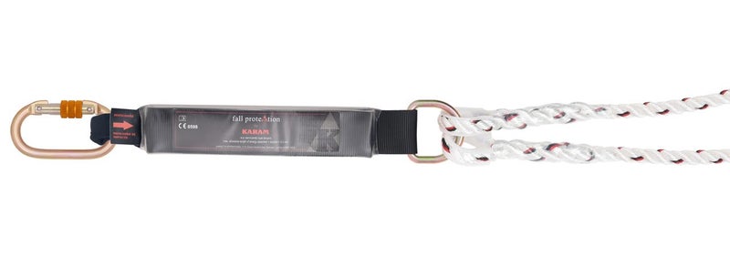 KARAM Forked Energy Absorbing Double Braided Rope Lanyard with 2 Hook | Fall Protection Safety Gear for High-Risk Work | PN351(2.0M) - Image 3