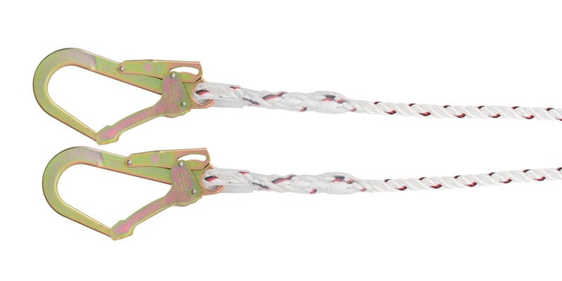 KARAM Forked Energy Absorbing Double Braided Rope Lanyard with 2 Hook | Fall Protection Safety Gear for High-Risk Work | PN351(2.0M) - Image 2
