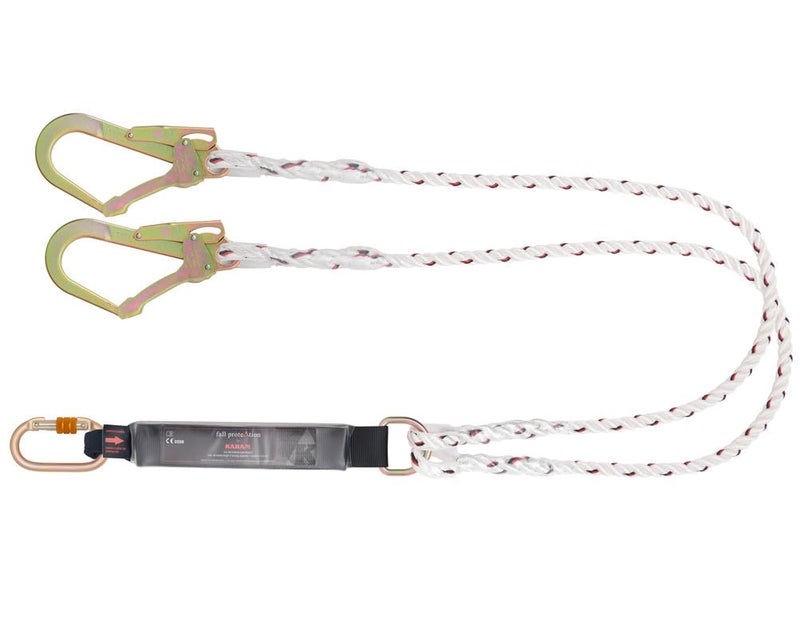 KARAM Forked Energy Absorbing Double Braided Rope Lanyard with 2 Hook | Fall Protection Safety Gear for High-Risk Work | PN351(2.0M) - Image 5