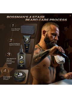 bossman Relaxing Beard Balm Tamer Thickener Relaxer And Softener Cream And Beard Care Product Made In Usa (Gold Scent)  - Image 4