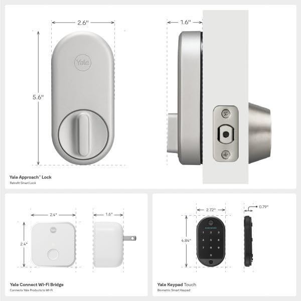 Yale Approach™ Lock Deadbolt, Silver Key-Free Smart Entry Door Lock with Wi-Fi Connected Touchscreen Keypad and Biometric Fingerprint Scanner for Code Entry and Remove Access, B-YRR110-F-WF1-N-BSP - Image 3