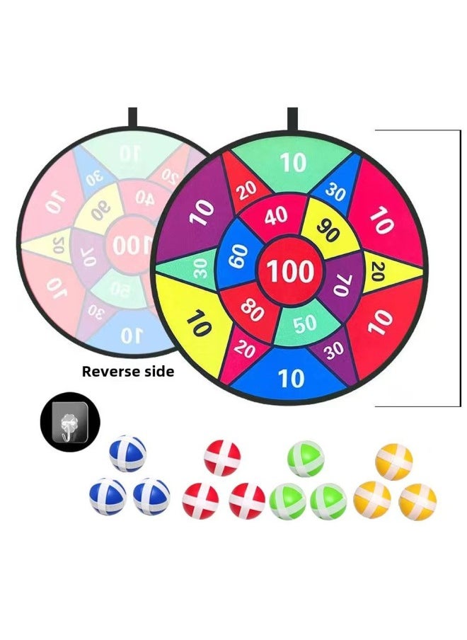 Generic - 73 Children's Sticky Ball Dart Board Steel Ring Foldable Dart Throwing Sticky Ball Plate Parent-child Game Toy-Color:66OPP Diameter Bag 12 Balls +1 Hook - Image 1