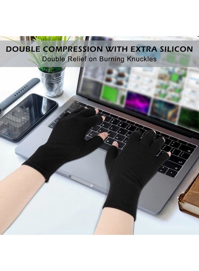 ONESING 4 Pairs Compression Gloves Arthritis For Women Men Fingerless Arthritis Gloves for Pain Alleviate Carpal Tunnel, Typing, Work, S - Image 5