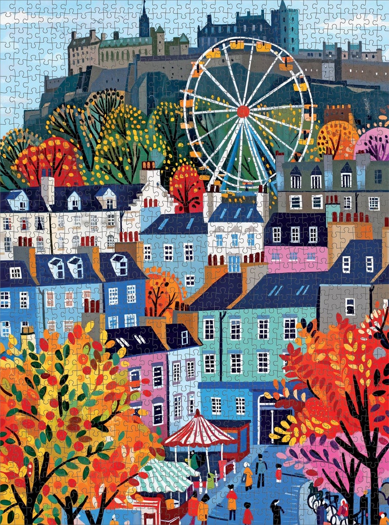 Cross & Glory â€“ Castle & Carousel â€“ 1000 Piece Jigsaw Puzzle for Adults | Colorful Edinburgh Folk Art Puzzle | Bright Scottish City Artwork | Premium Ribbon-Cut Puzzle with Satin Finish - Image 5