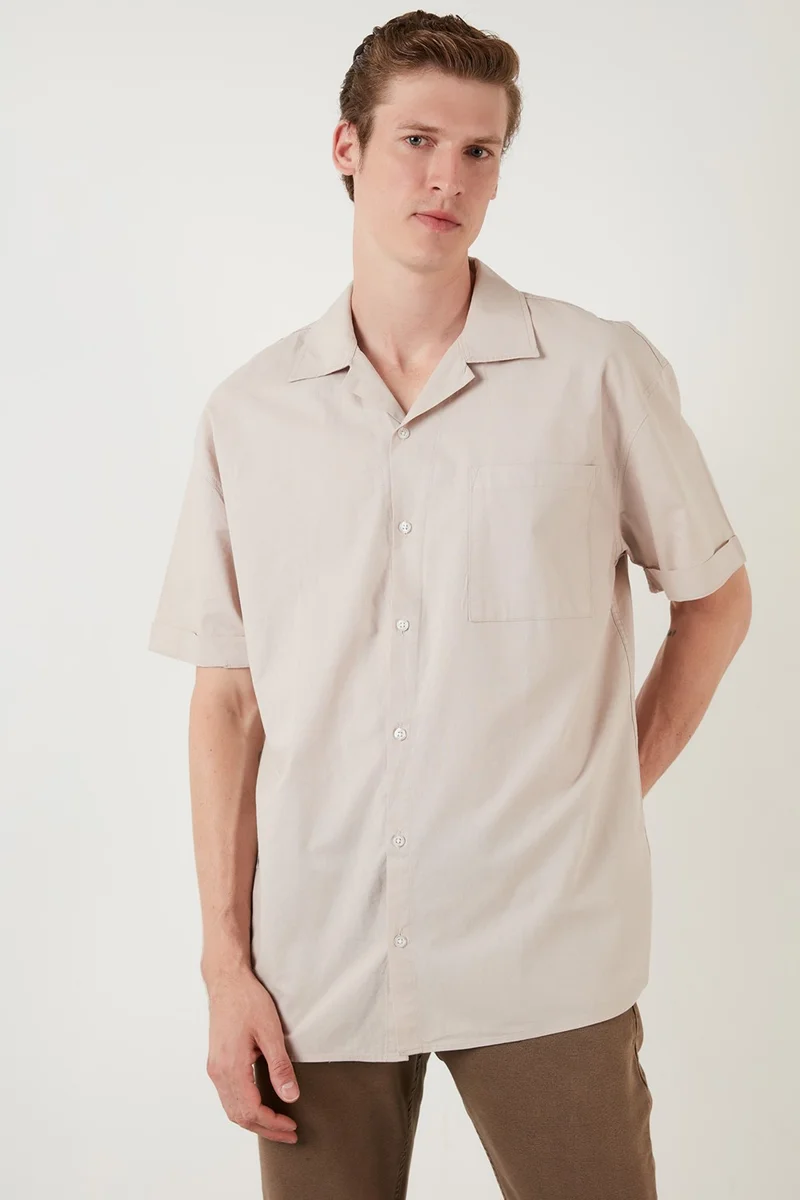 Buratti Oversize Fit Short Sleeve Single Pocket Open Collar Shirt Men's SHIRT CF21194664