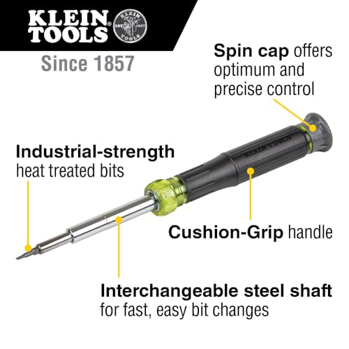 Klein Tools 32314 Electronic Screwdriver, 14-in-1 with 8 Precision Tips, Slotted, Phillips, and Tamperproof TORX Bits, 6 Precision Nut Drivers - Image 2