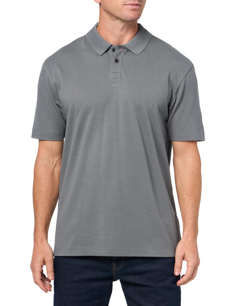 HUGO Contrast Center Logo Polo Shirt Lava Smoke M