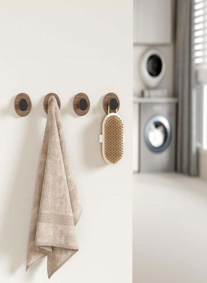 dancrul Adhesive Towel Hooks for bathrooms, Suction Cup Hooks for Shower Drill-Free for Wall Closet Hook Organize Kitchen, Entryway, Doors, Cabinets on Smooth Surfaces(Wood Color,4 Pack) - Image 2