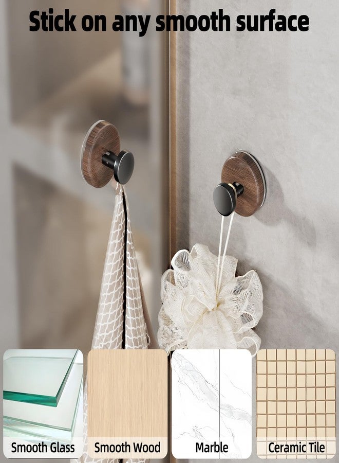 dancrul Adhesive Towel Hooks for bathrooms, Suction Cup Hooks for Shower Drill-Free for Wall Closet Hook Organize Kitchen, Entryway, Doors, Cabinets on Smooth Surfaces(Wood Color,4 Pack) - Image 5