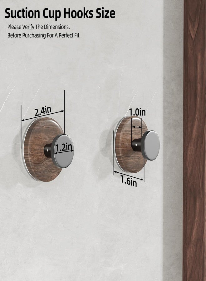 dancrul Adhesive Towel Hooks for bathrooms, Suction Cup Hooks for Shower Drill-Free for Wall Closet Hook Organize Kitchen, Entryway, Doors, Cabinets on Smooth Surfaces(Wood Color,4 Pack) - Image 4
