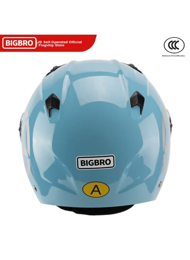 Bigbro X333 Autumn Blue, New National Standard 3c Dual-lens Electric Motorcycle Safety Helmet, Riding Helmet For Men And Women, Sun Protection, Electric Scooter Summer Half Helmet - Image 4