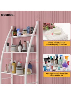 ECARES ECARES® Over the Toilet Storage Rack, 3 Tier, Bathroom Organizer, Commode Shelving Organizer, Freestanding Shelf, Space Saver, Heavy Duty, Sturdy, Anti Tilt, for Toilet, Laundry, Restroom, White.  - Image 4