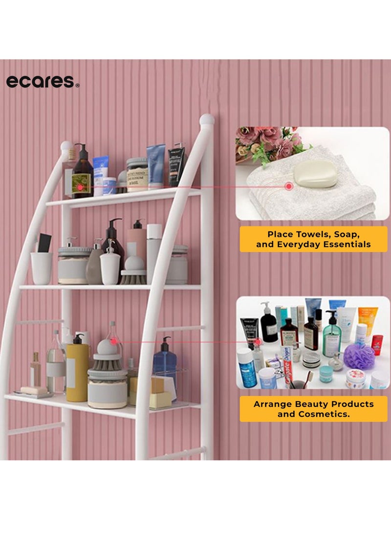 ECARES ECARES® Over the Toilet Storage Rack, 3 Tier, Bathroom Organizer, Commode Shelving Organizer, Freestanding Shelf, Space Saver, Heavy Duty, Sturdy, Anti Tilt, for Toilet, Laundry, Restroom, White.  - Image 4