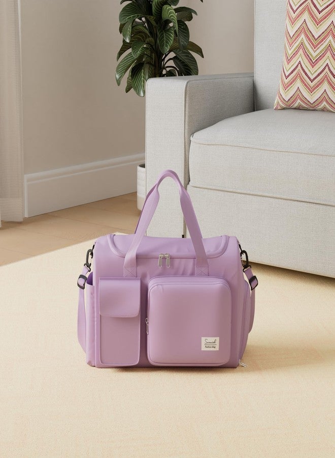 Suruid Travel Duffel Bag with Shoes Compartment Sports Gym Bag with Dry Wet Separated Pocket for Men and Women, Overnight Bag Weekender Bag Training Handbag Yoga Bag - Purple - Image 2