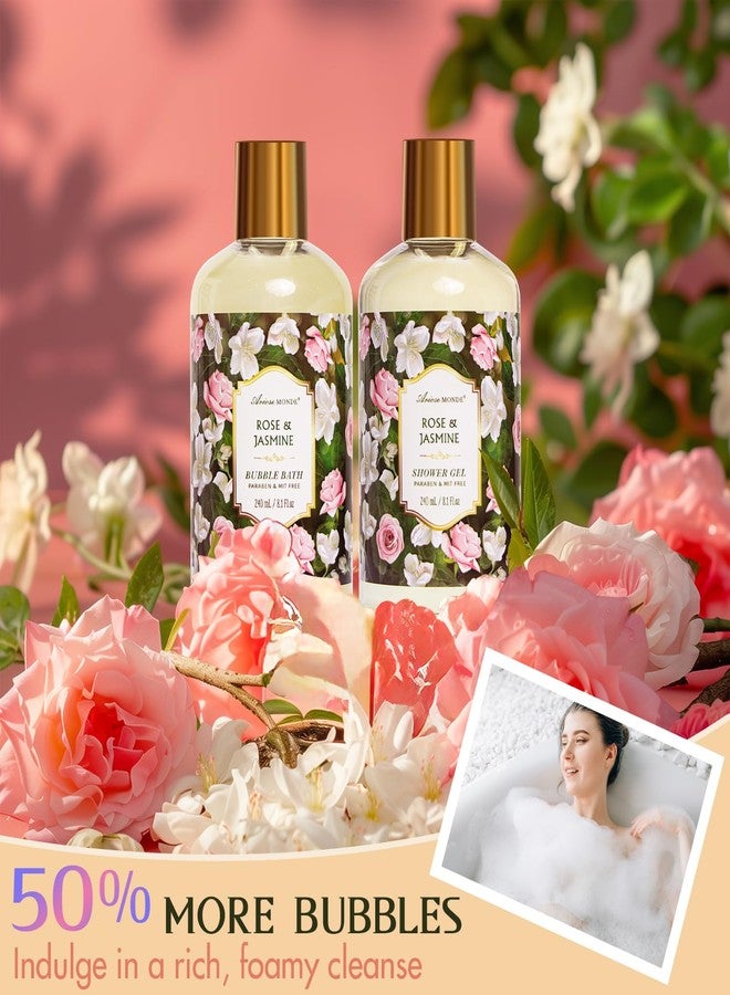 ArioseMonde Gift Basket for Women - 8 Pc Rose & Jasmine Beauty & Personal Care Set - Home Bath Pampering Package for Relaxing - Spa Self Care Kit - Thank You, Birthday, Mom, Anniversary, Christmas Gift - Image 3